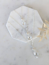SADIE Teardrop Crystal & Pearl Back Necklace