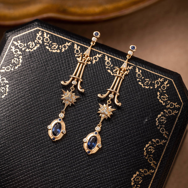 Earrings - Vintage Sapphire Dangle Earrings