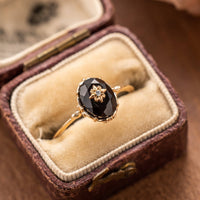 Ring - Vintage Onyx Stackable Ring - October Birthstone