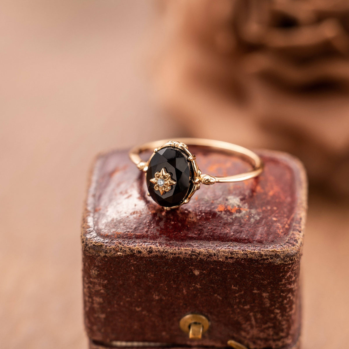 Ring - Vintage Onyx Stackable Ring - October Birthstone