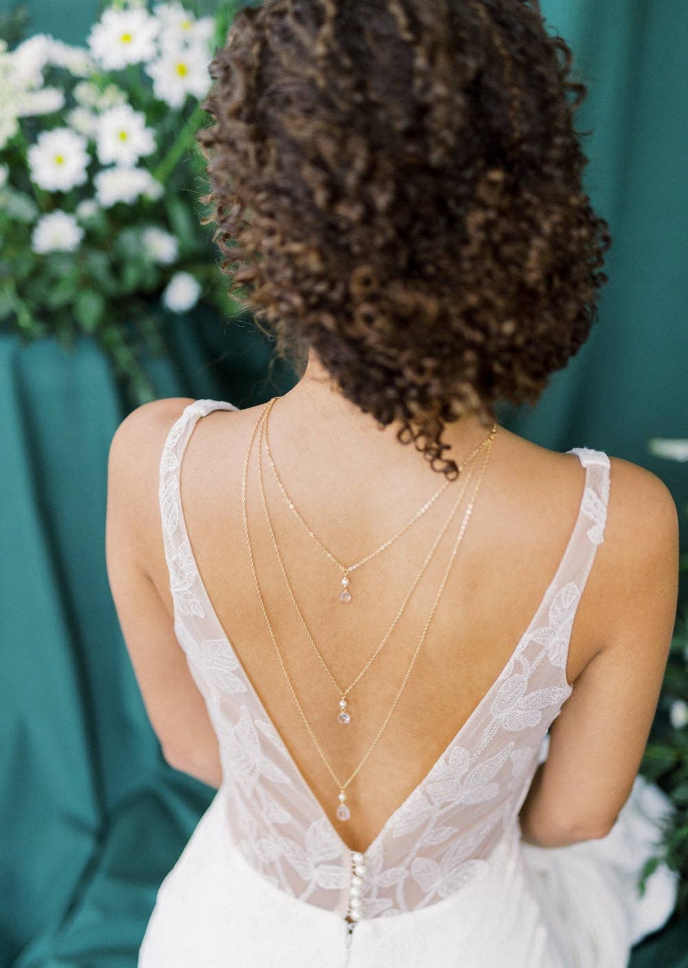 SADIE Teardrop Crystal & Pearl Back Necklace