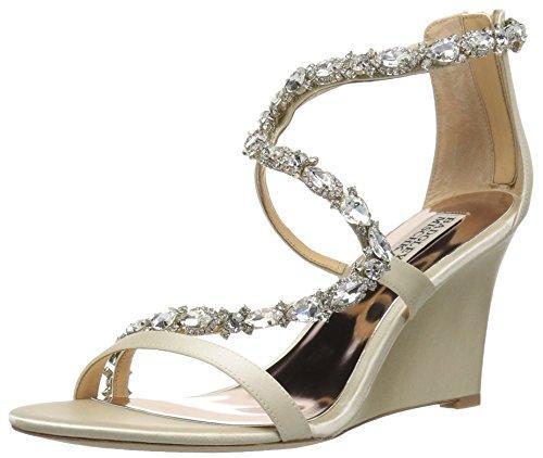 Bride Savvy LLC -Your Bride Box Badgley Mischka Women's Simona Wedge Sandal, Ivory, 6.5 M US