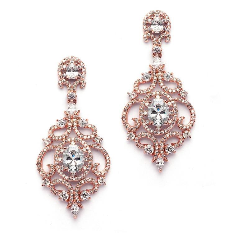 Rose Gold Earrings Rose Gold Bridal Earrings Vintage Style 